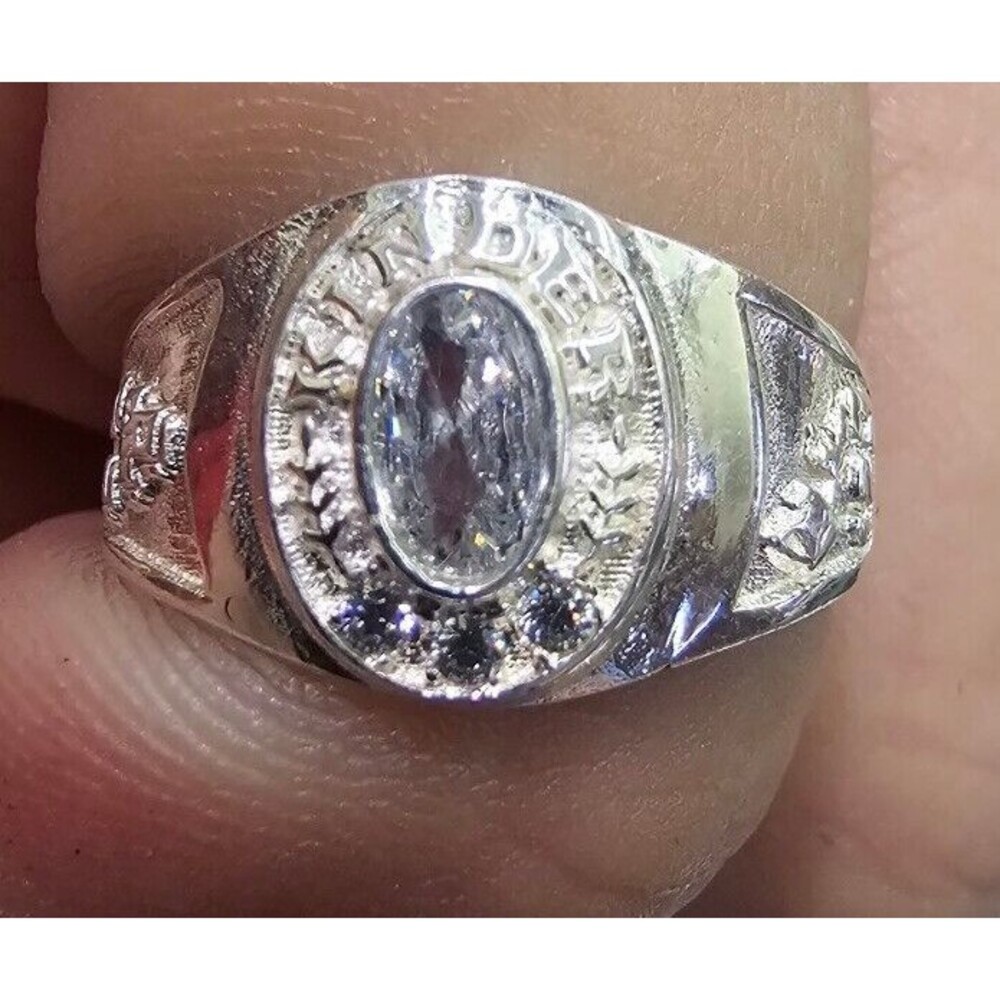 Silver White Gem Kinder Graduation Ring Cz Size 5 Anillo Graduacion Primaria